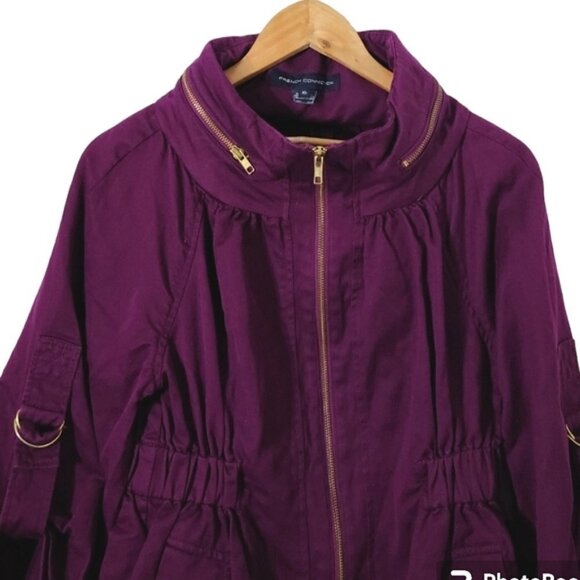 French Connection Underground Purple Twill Cotton & Linen Jacket Women's Size 10 - Picture 2 of 15